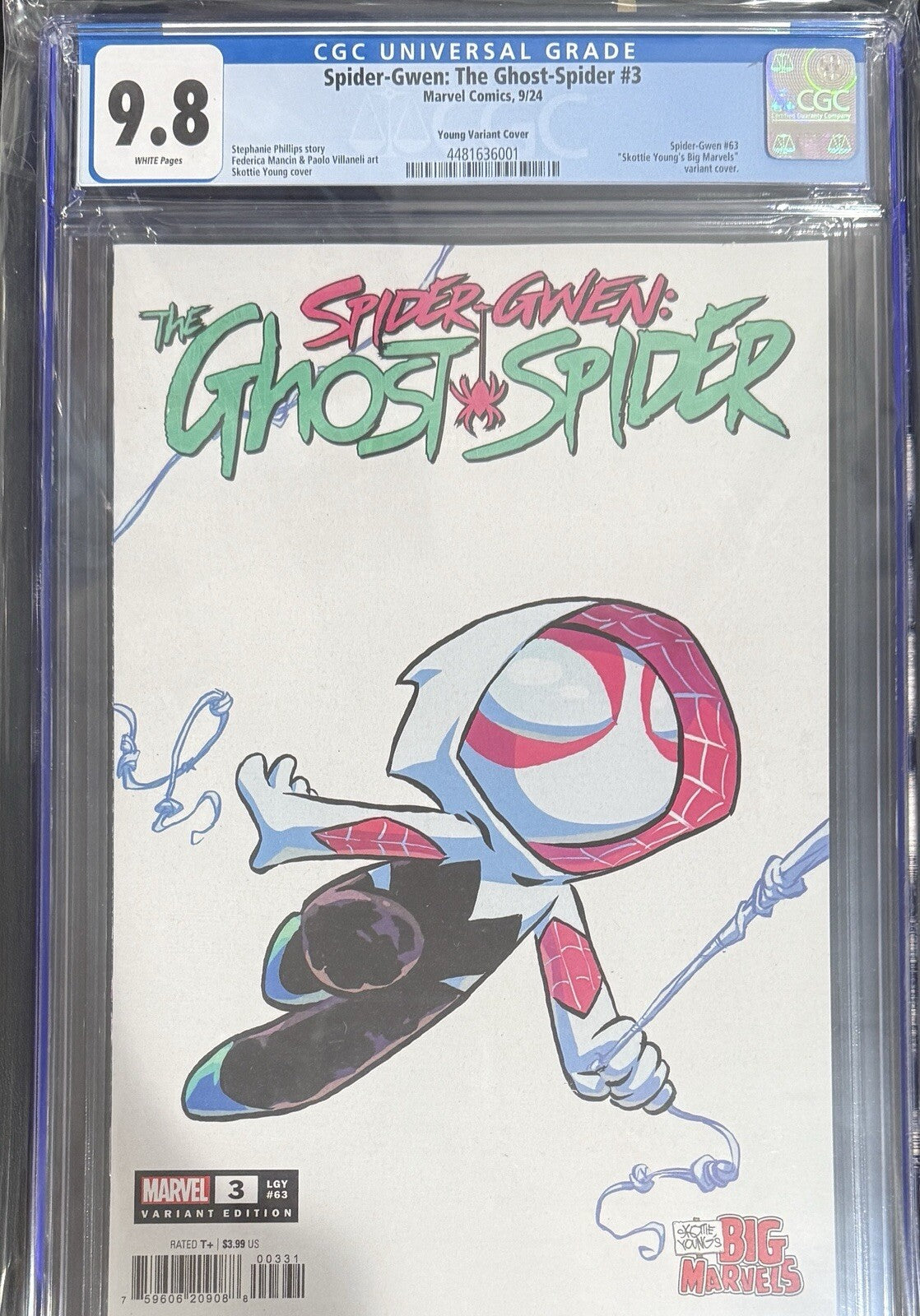 SPIDER-GWEN: THE GHOST-SPIDER #3 SKOTTIE YOUNG BIG MARVEL CGC 9.8 WOW! GEM MINT