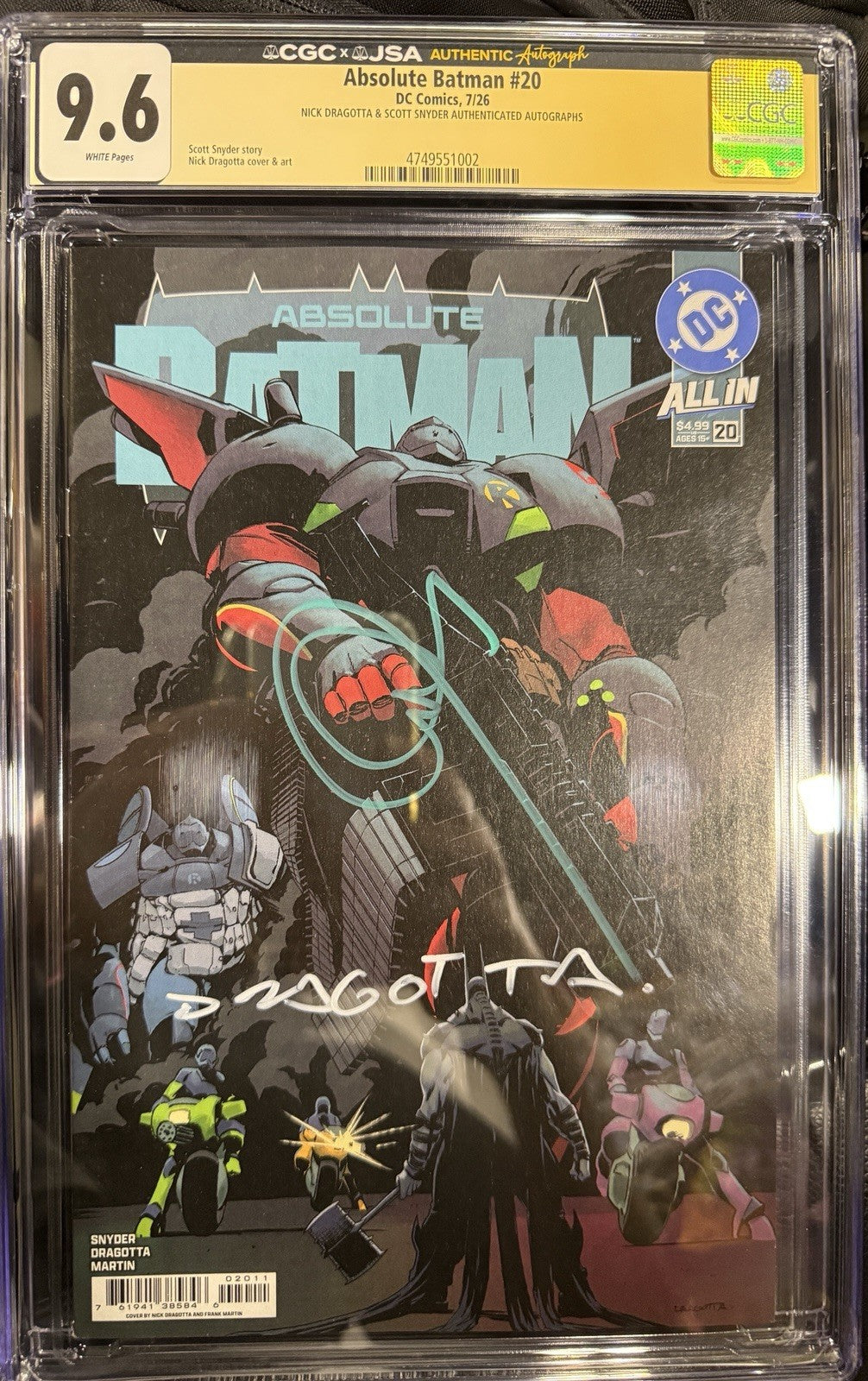 Slab | Absolute Batman #20 | Signed By Scott Snyder + Nick Dragotta | CGC 9.6