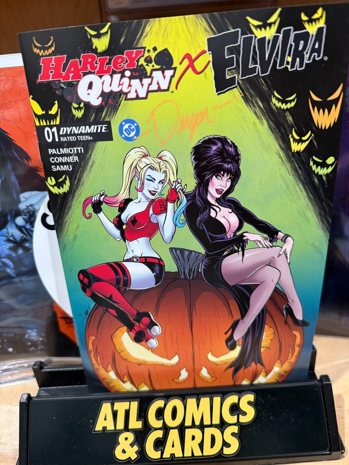 Bundle | (2) Harley Quinn X Elvira #1 | Signed by Deegan Puchkors | Trade + B&W