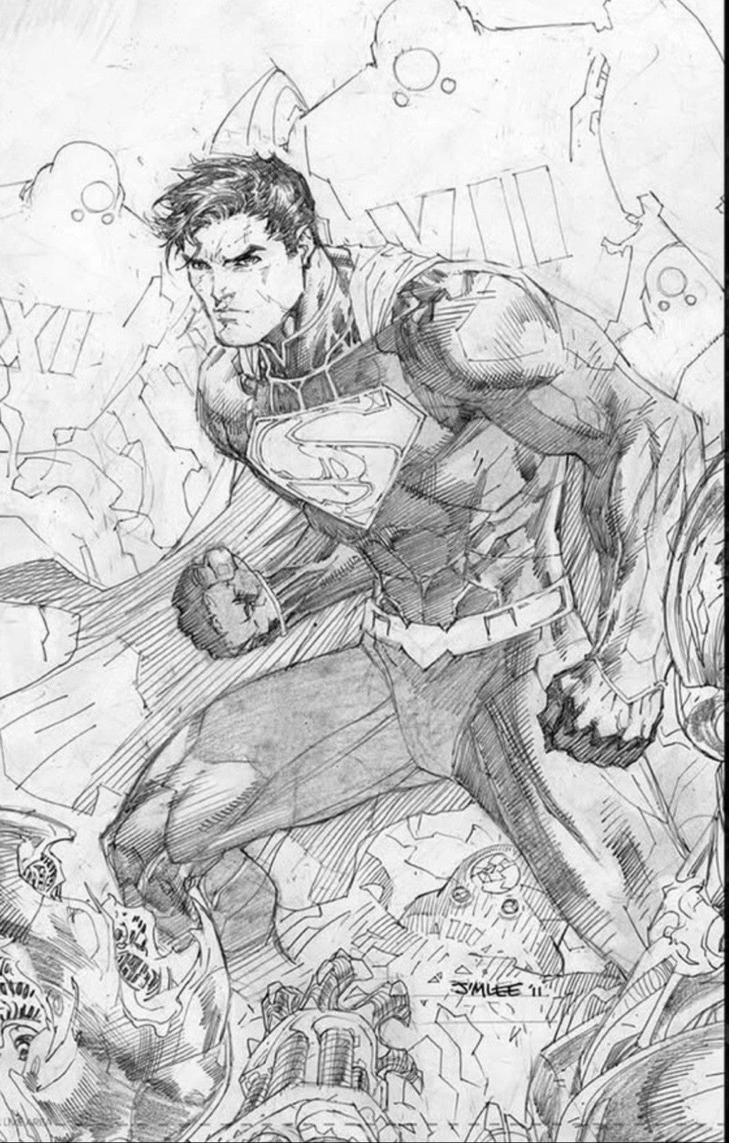 Action Comics #1 | New 52 Jim Lee Virgin B&W Superman Sketch | NYCC Exclusive