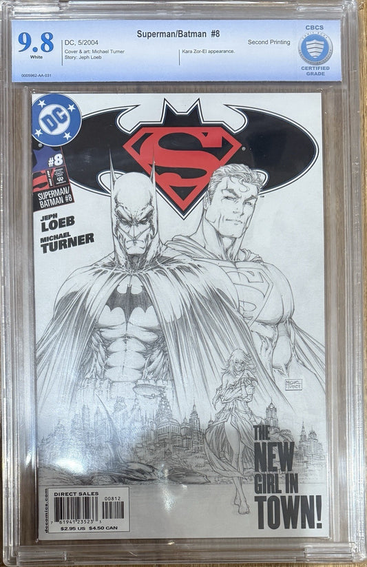 Superman / Batman #8 | CBCS 9.8 | 2nd Printing | Sketch Cover | Kara Zol-El App
