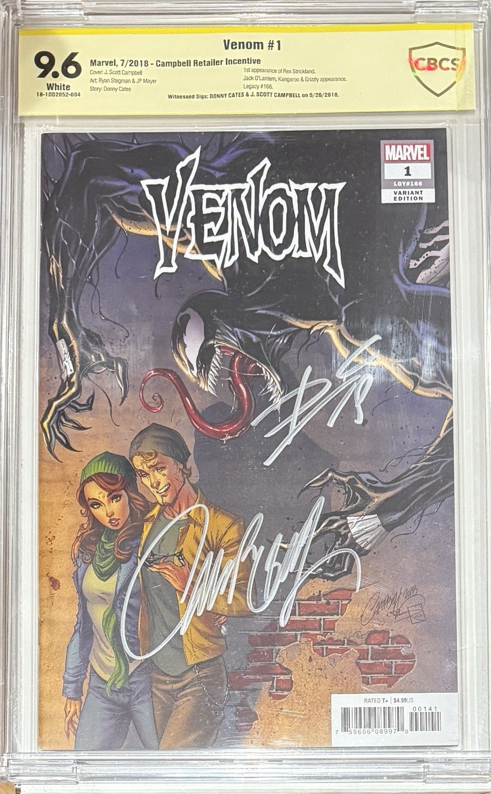 Venom #1 (2018) CBCS 9.6 - 2X's Signed By Donny Cates and J. Scott Campbell!
