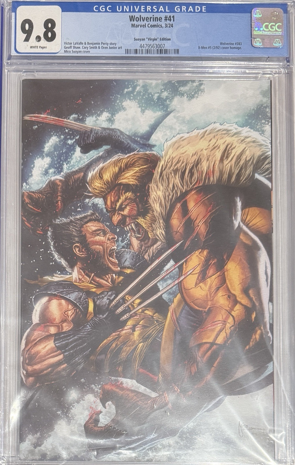Wolverine #41 CGC 9.8 Suayan "Virgin" Edition X-Men #5 Cover Homage