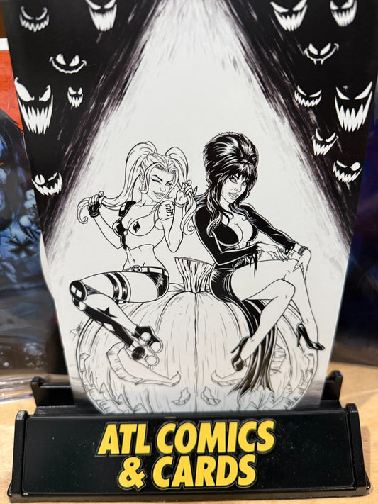 Harley Quinn X Elvira #1 | Deegan Puchkors B&W Exclusive | LTD 250