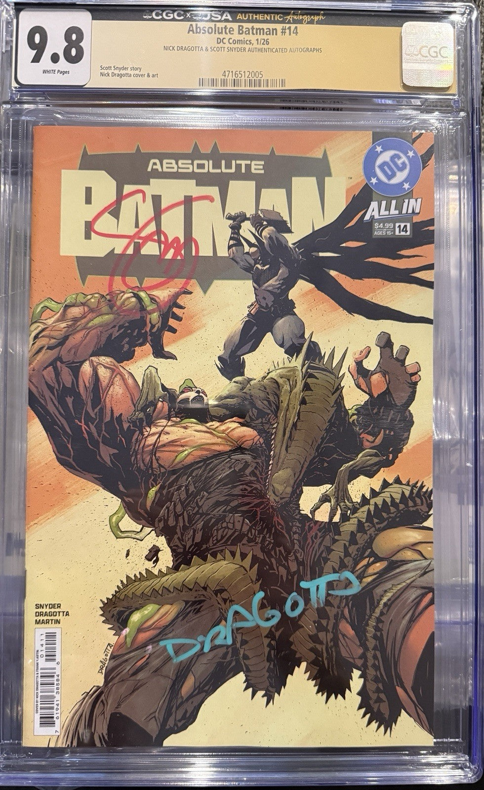 Absolute Batman #14 | CGC 9.8 | Signed Scott Snyder + Nick Dragotta