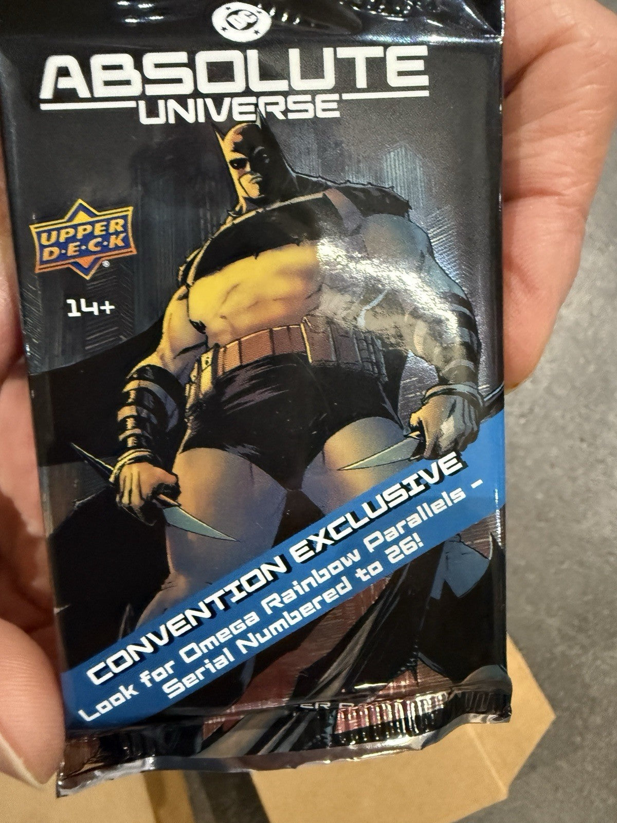 SDCC 2026 DC Absolute Batman Universe Exclusive Trading Card Single Pack In Hand