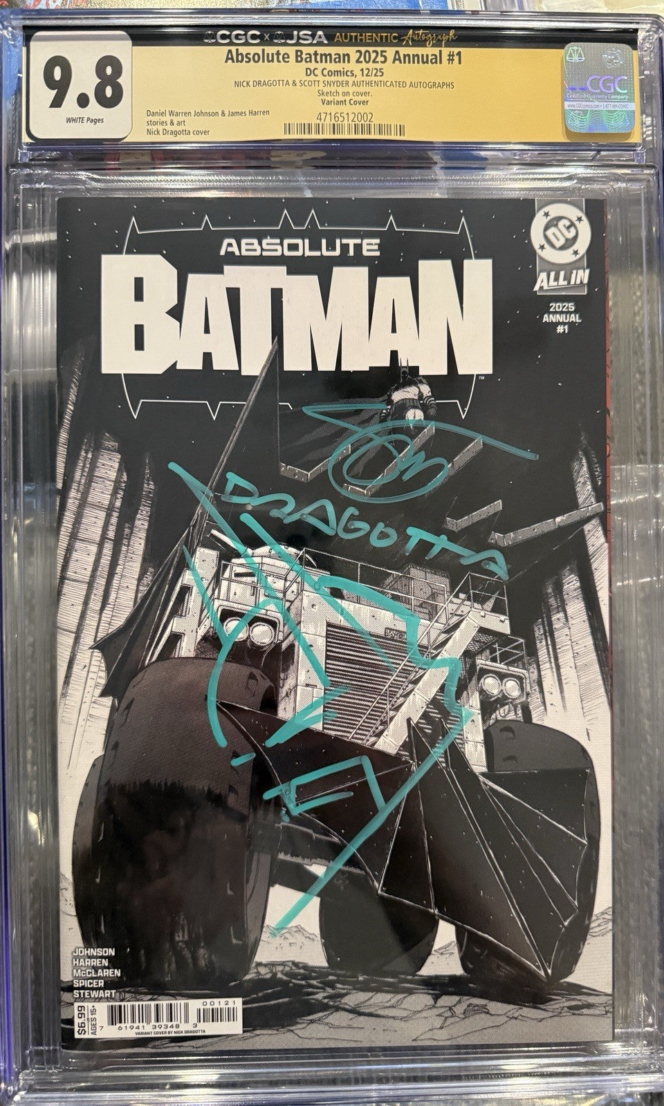 Absolute Batman 2025 Annual #1 | CGC 9.8 | Signed Scott Snyder + Nick Dragotta