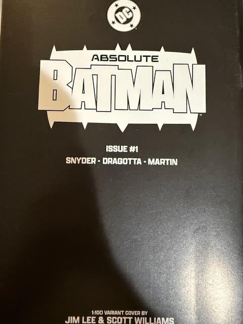 Absolute Batman #1 | 1:100 Incentive Ratio | Jim Lee | B&W | 1st Print