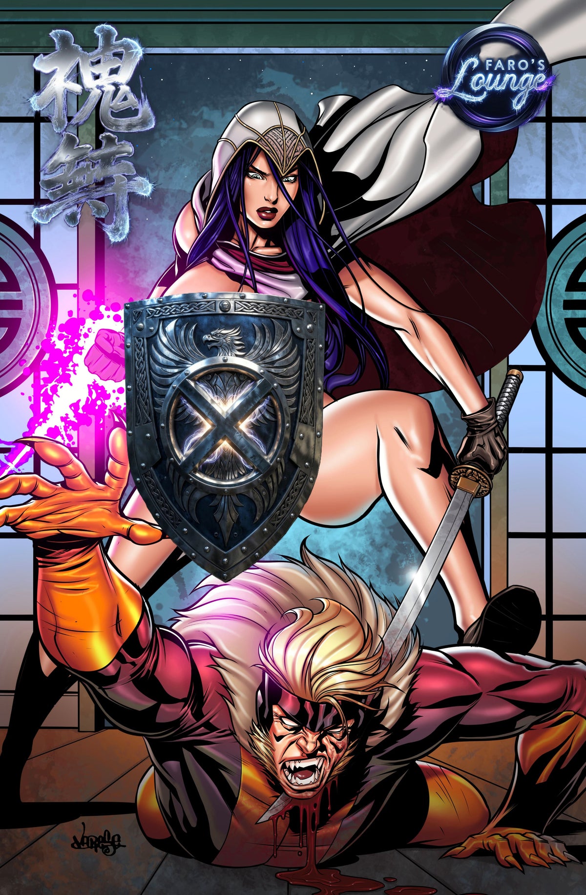 Assassin's Greed – Geisha LTD 97 Edition Yakuza Cover | Psylocke & Sabretooth Pink Ink Art